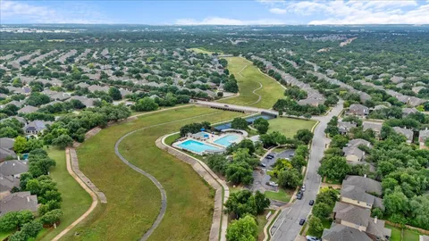 an aerial view of a house
