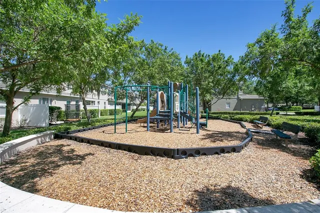 a view of a park with tree s