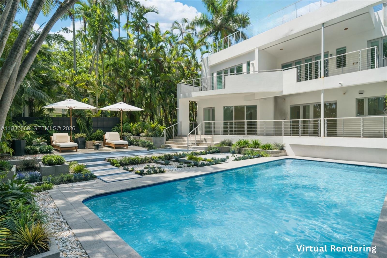 5625 North Bay Road Miami Beach, FL 33140 - Photo 20 of 26 Virtual Rendering of upgraded pool deck