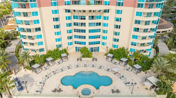 a view of a building with a garden