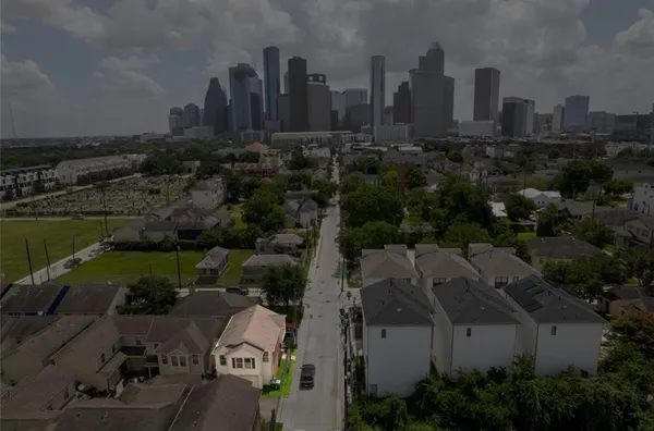 a view of a city with tall buildings
