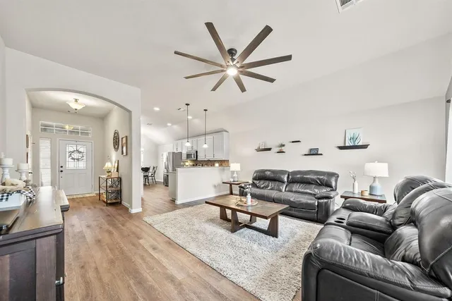 a living room with furniture