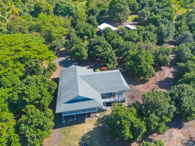 an aerial view of a house