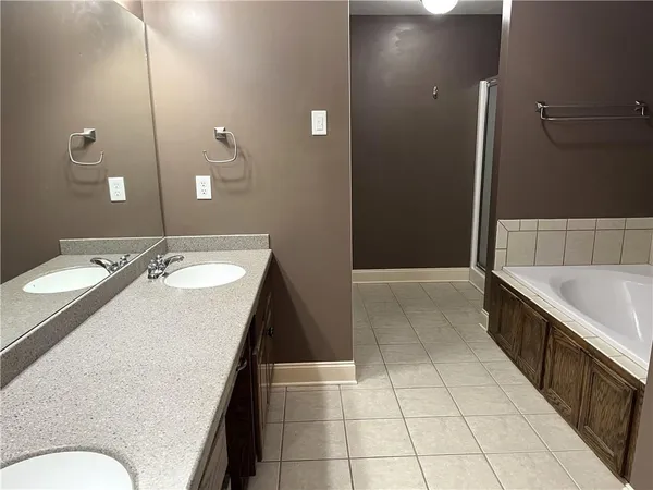 a bathroom with a bathtub