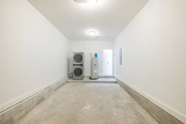 an empty room with entrance and door