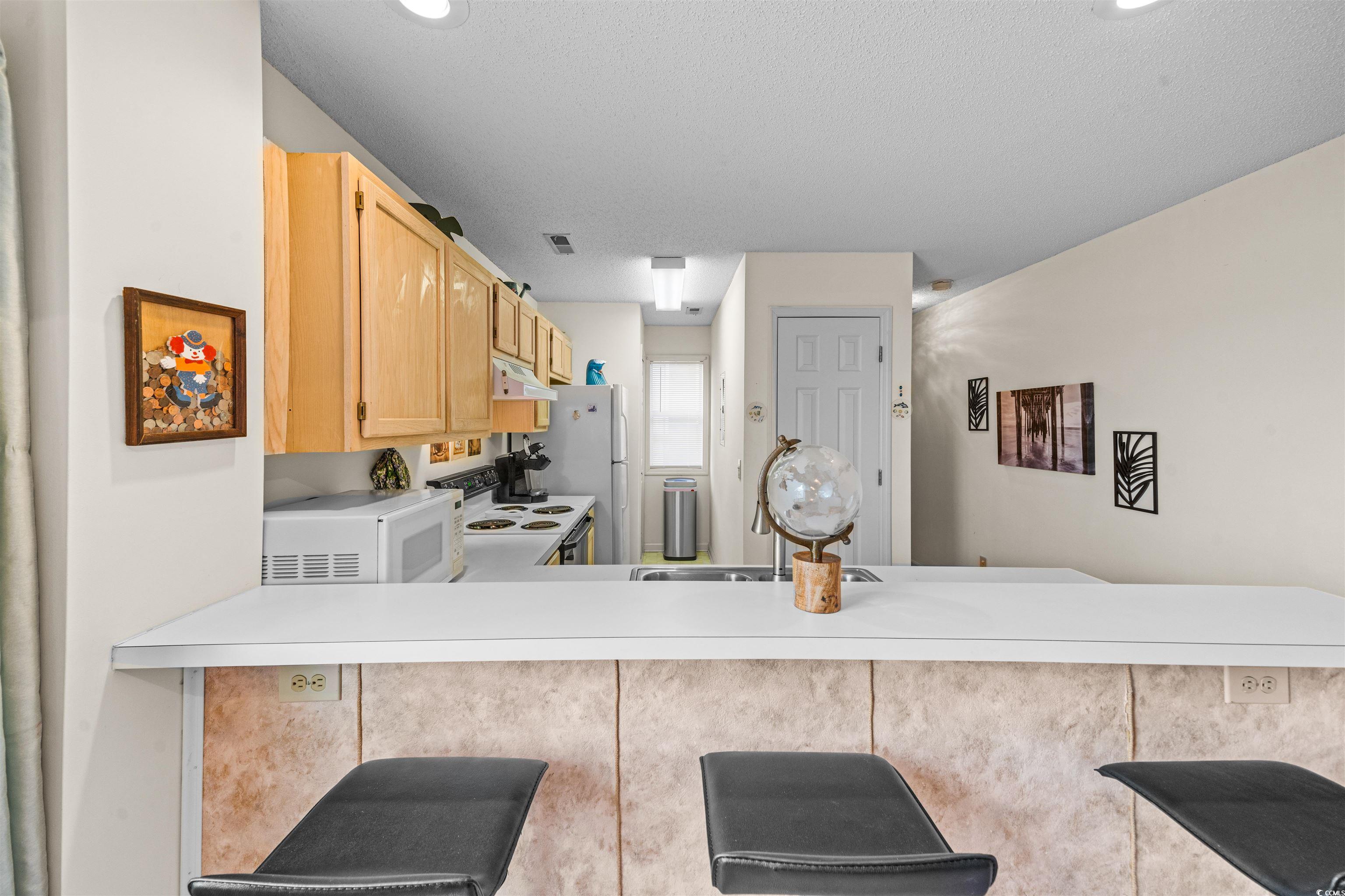 207 Landing Road, Unit F North Myrtle Beach, SC 29582 - Photo 3 of 27 Kitchen with kitchen peninsula, a textured ceiling
