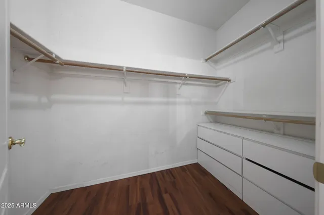 a view of an empty walk in closet