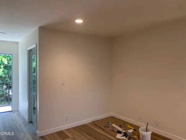 a view of small space with wooden floor