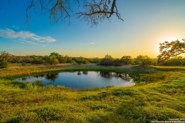 a view of lake with green space