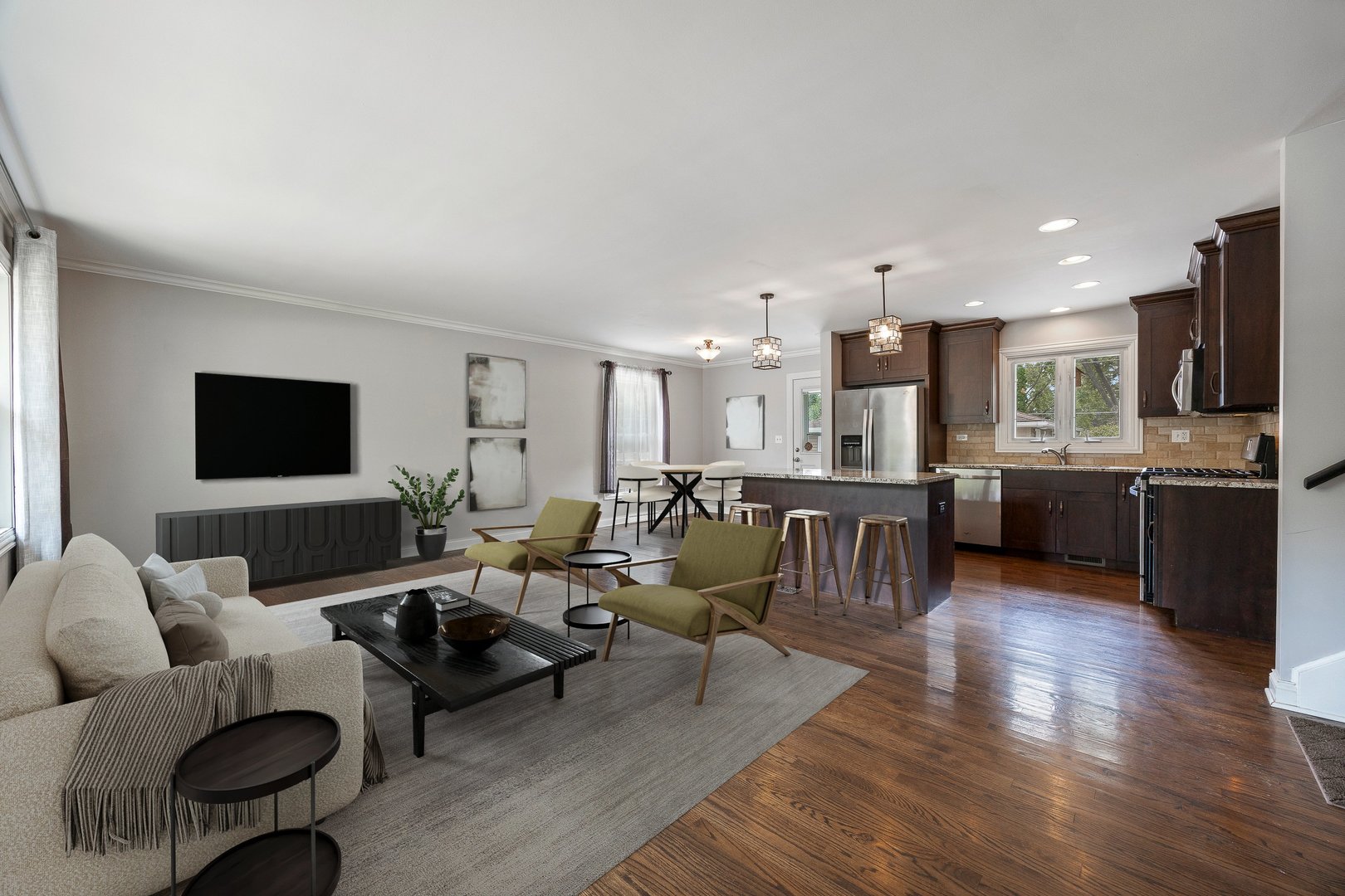 132 Robin Hill Drive Naperville, IL 60540 - Photo 2 of 29 a living room with fireplace furniture and a flat screen tv