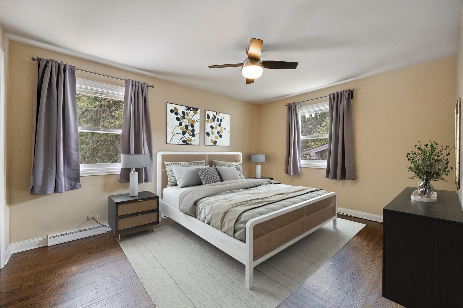 132 Robin Hill Drive Naperville, IL 60540 - Photo 6 of 29 a bedroom with a large bed and a chandelier