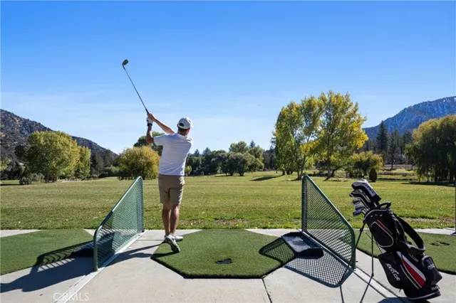 a view of a park with slides