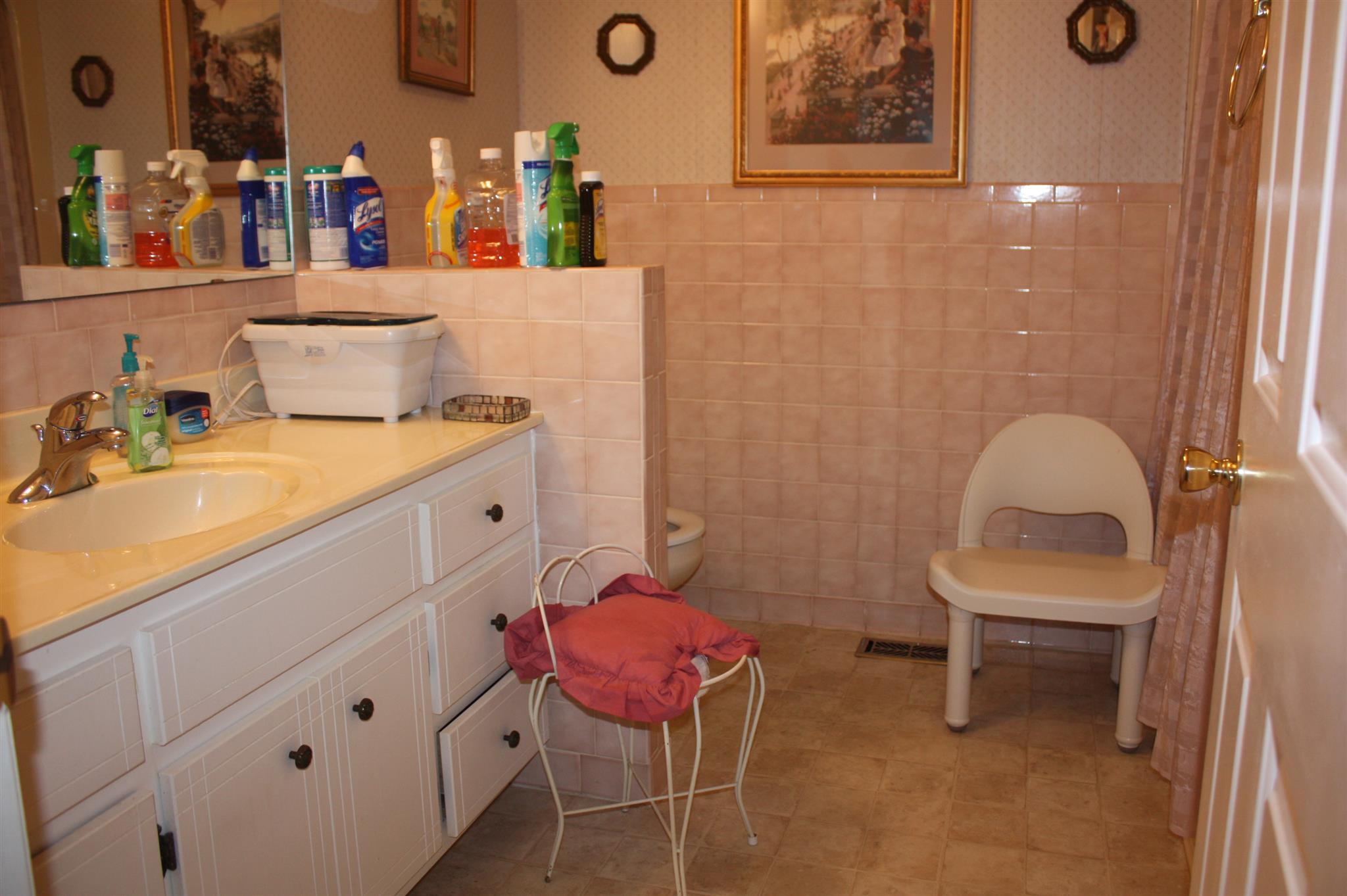 2756 Mt Zion Road Morrison, TN 37357 - Photo 26 of 30 a bathroom with a sink a chair and a mirror