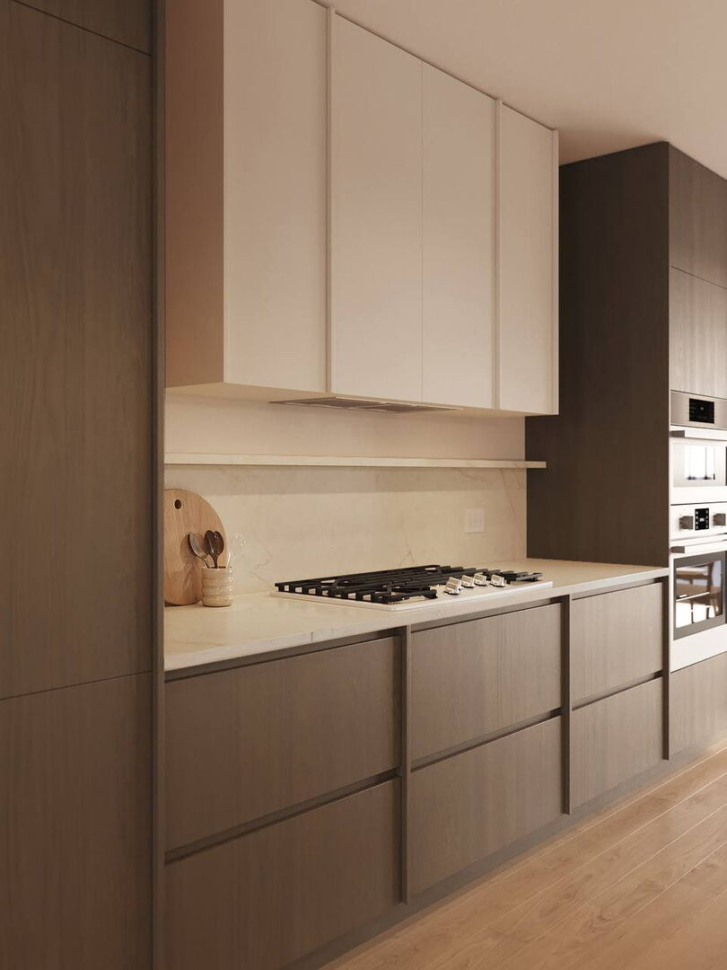 1511 West Fry Street, Unit B Chicago, IL 60642 - Photo 2 of 5 a kitchen with granite countertop cabinets and white appliances