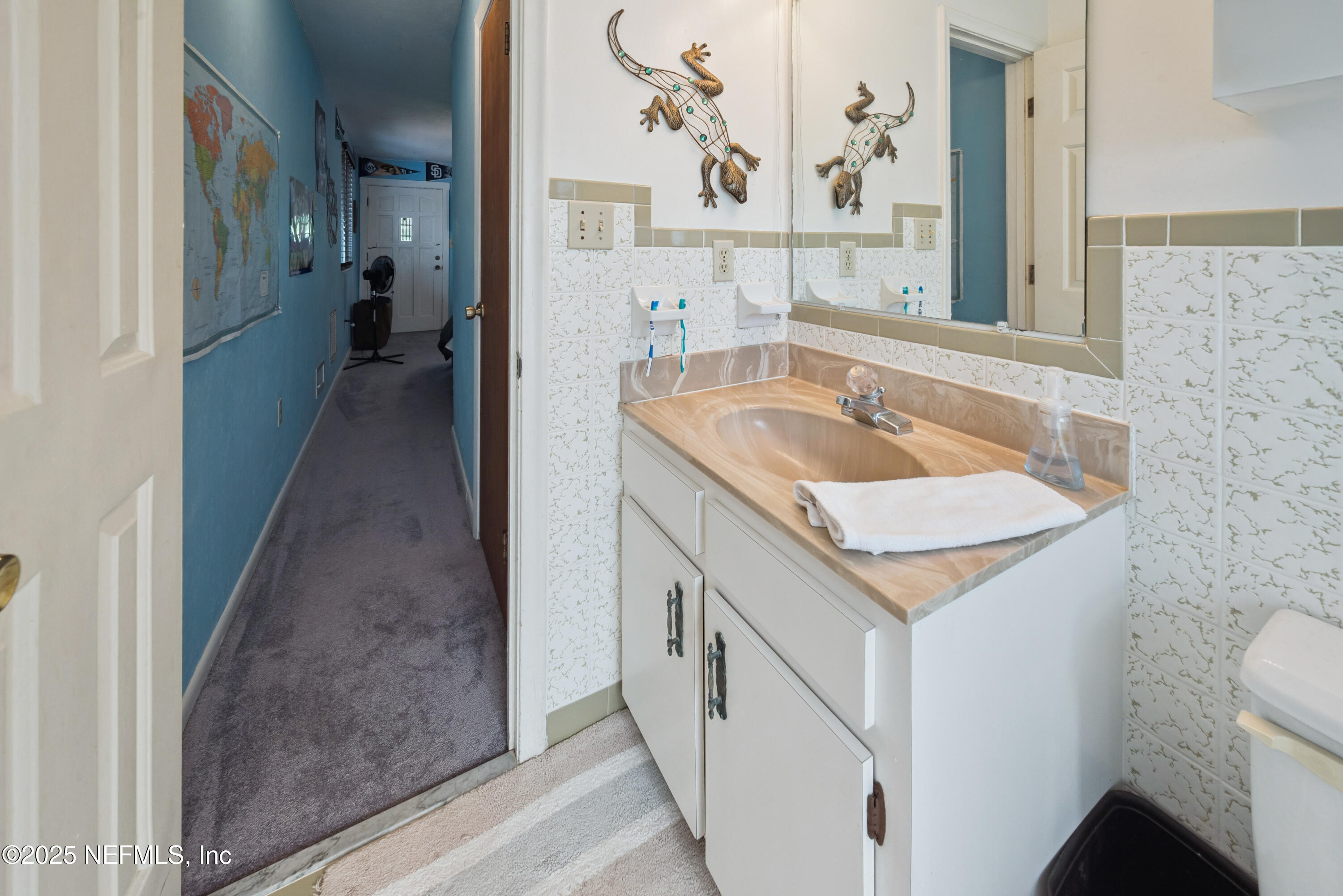 8166 Alderman Road Melrose, FL 32666 - Photo 93 of 94 a bathroom with a sink and a mirror