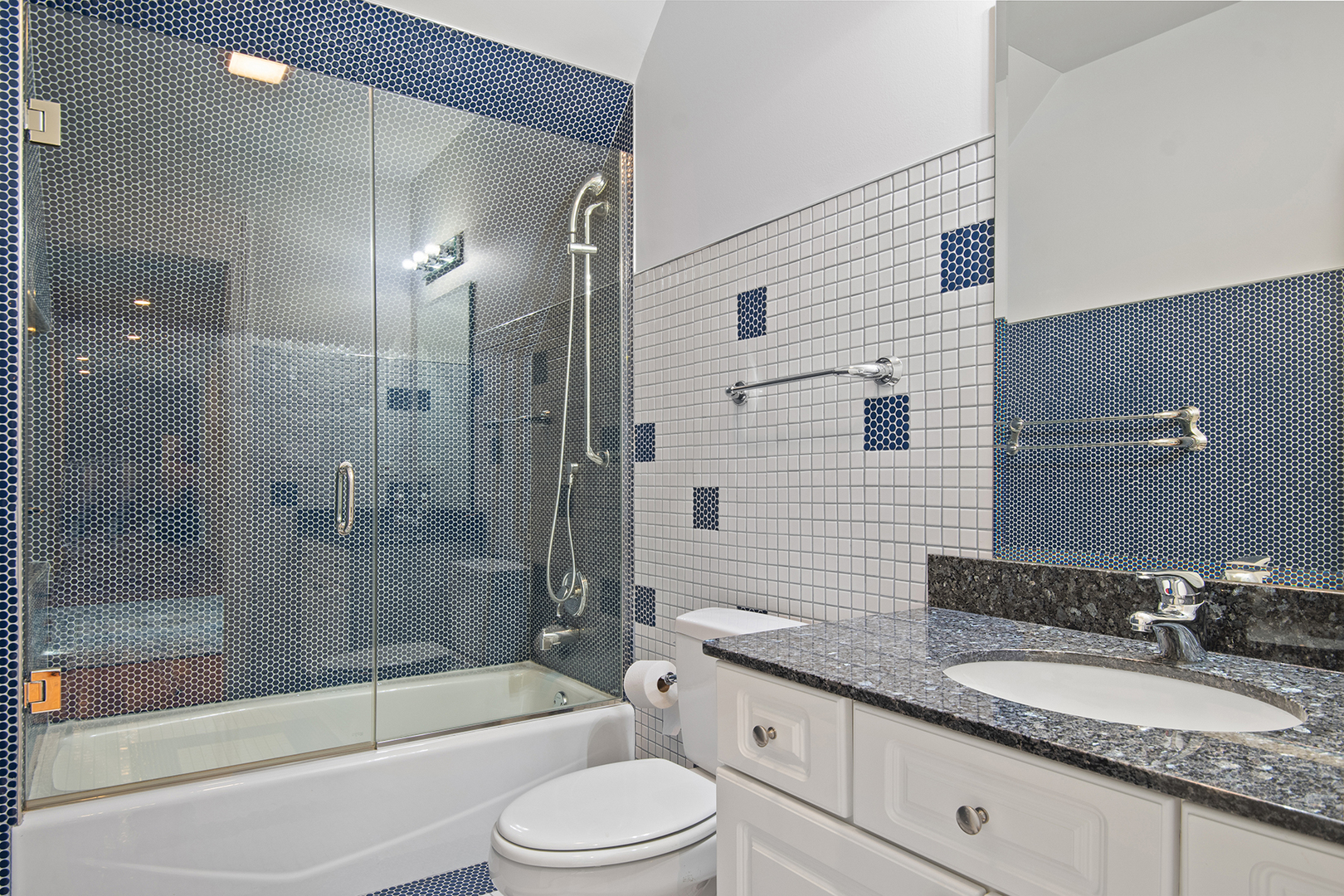 20 Old Mill Road Lake Forest, IL 60045 - Photo 56 of 64 a bathroom with a granite countertop sink toilet tub and shower