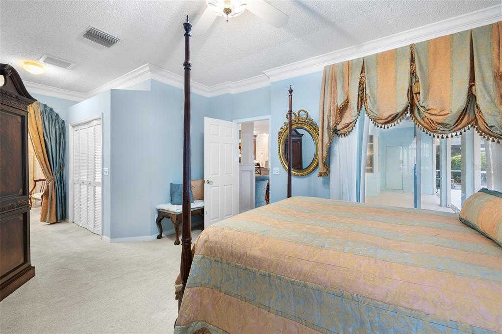 4906 Willow Ridge Terrace Valrico, FL 33596 - Photo 20 of 67 a bedroom with a bed a mirror with a dresser and a chandelier