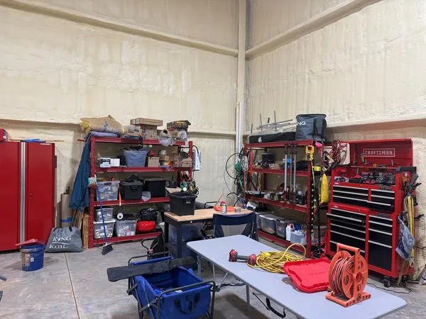 a view of a garden with an ocean