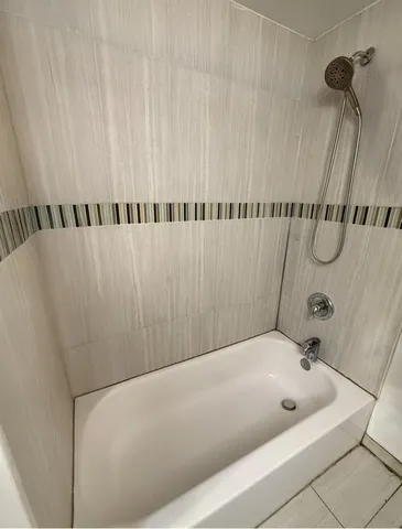 a bathroom with a bathtub