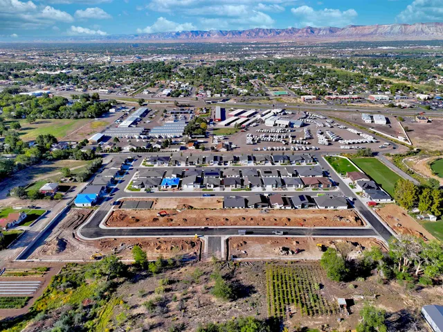 a city view with tall buildings