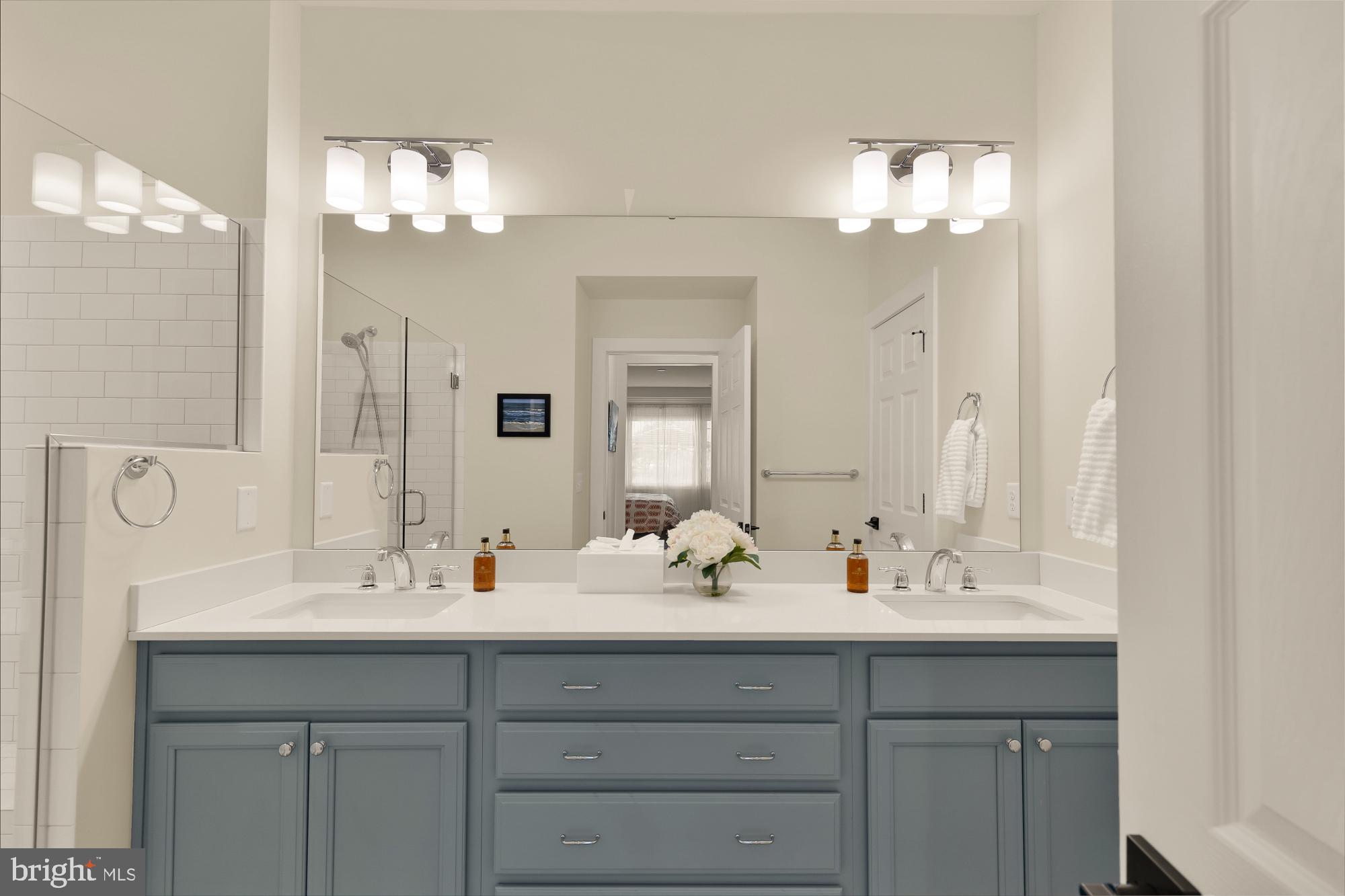 11634 Cannon Road Lewes, DE 19958 - Photo 17 of 41 a bathroom with double vanity sinks a vanity a lamp and a mirror