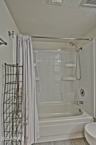 a bathroom with a shower and a bathtub