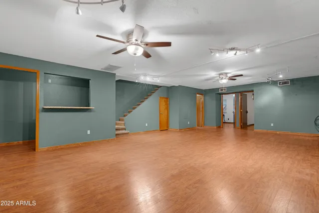 a view of an empty walk in closet