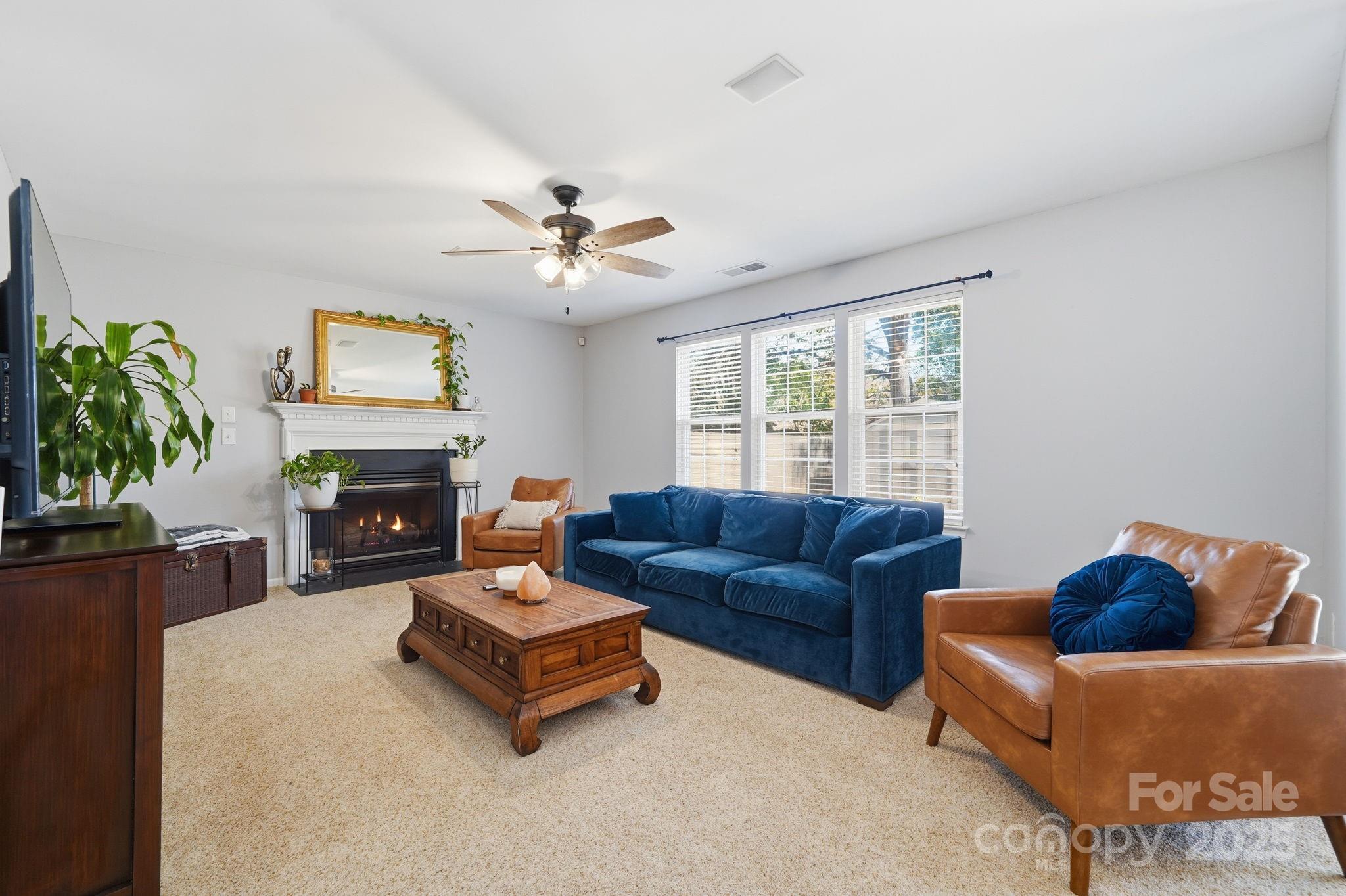 110 Nahcotta Drive Mooresville, NC 28115 - Photo 8 of 29 a living room with furniture a fireplace and a flat screen tv