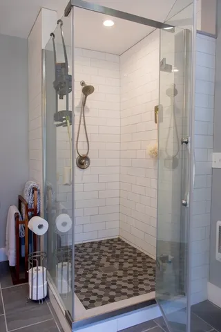 a bathroom with a shower