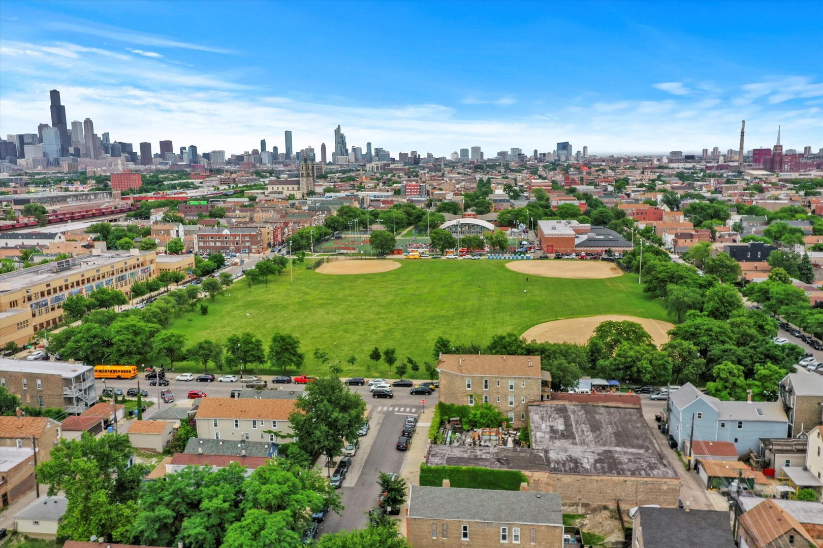 2129 West 18th Place Chicago, IL 60608 - Photo 38 of 38 an aerial view of a city with lots of residential buildings