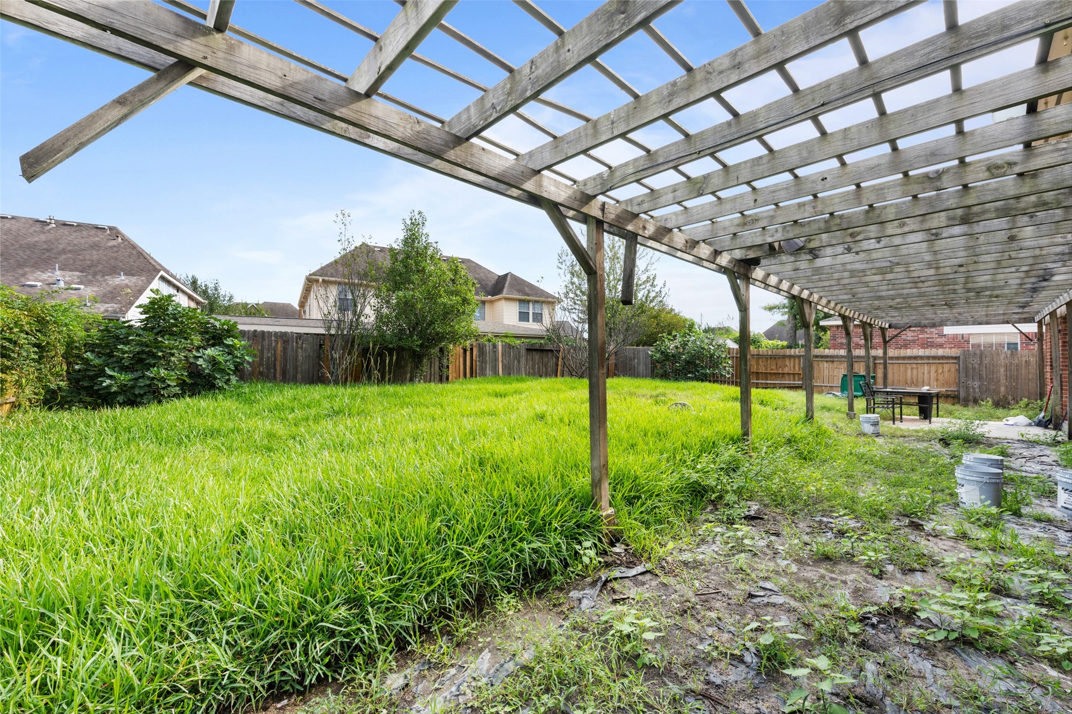 6806 Stableton Lane Houston, TX 77049 - Photo 49 of 50 a view of a backyard with plants and a big yard