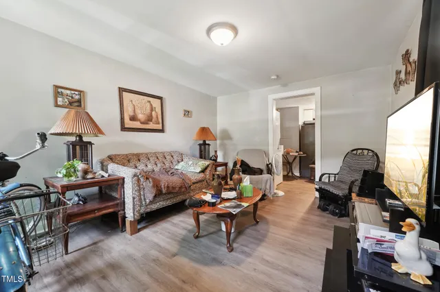 a backyard of a house with seating space