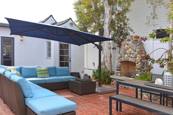 a outdoor living space with furniture and garden
