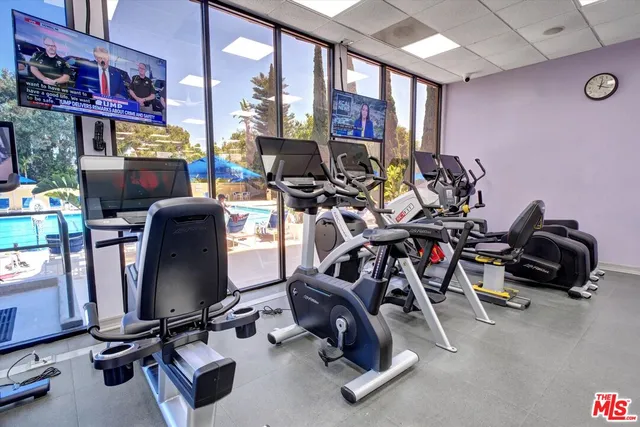 a view of a room with gym equipment