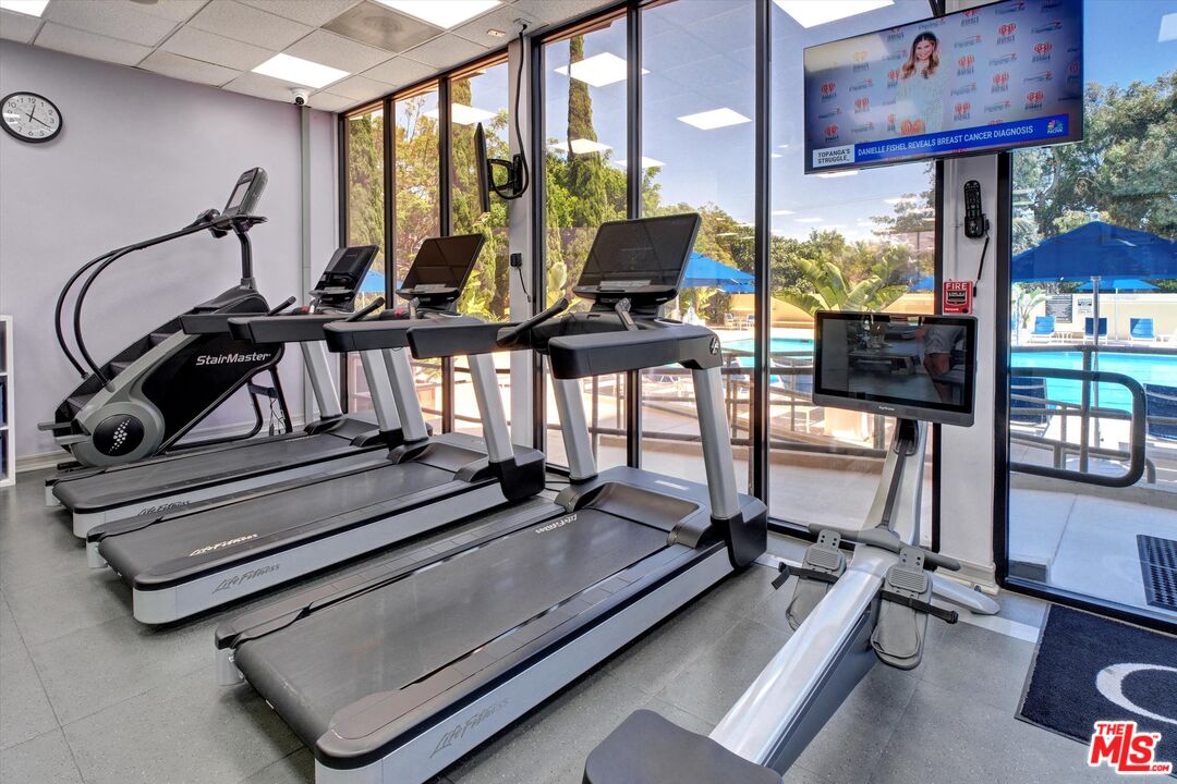 2160 Century Park East, Unit 103 Los Angeles, CA 90067 - Photo 33 of 37 a view of a room with gym equipment