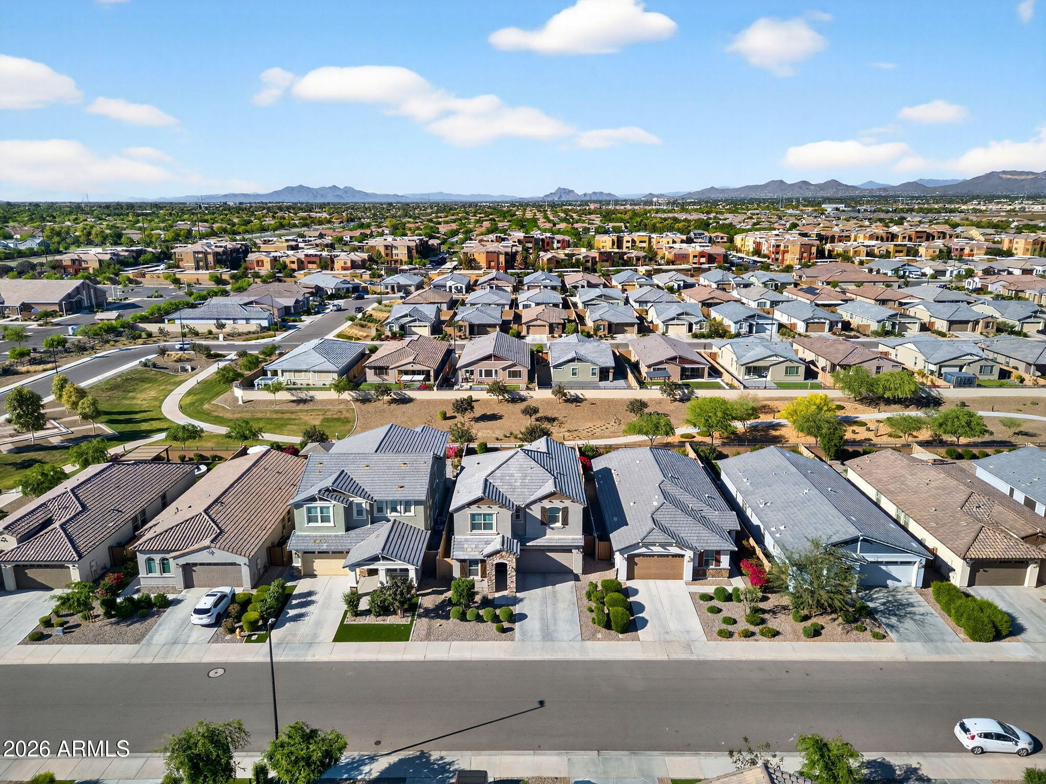 4112 East Appaloosa Road Gilbert, AZ 85296 - Photo 55 of 66 an aerial view of residential houses with outdoor space