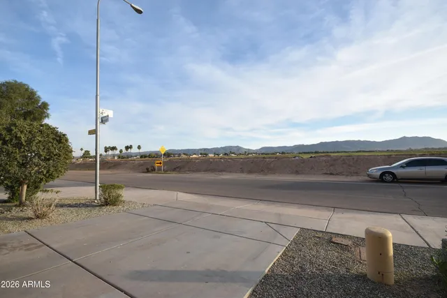 a view of an outdoor space and mountain view