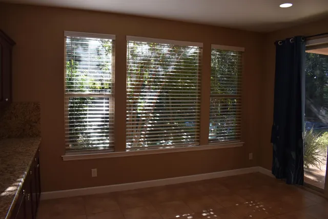 a view of a room that has a window