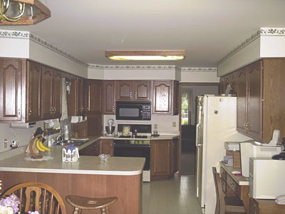 1929 Kapok Street Southwest De Motte, IN 46310 - Photo 4 of 5 a kitchen with stainless steel appliances granite countertop a sink refrigerator and cabinets