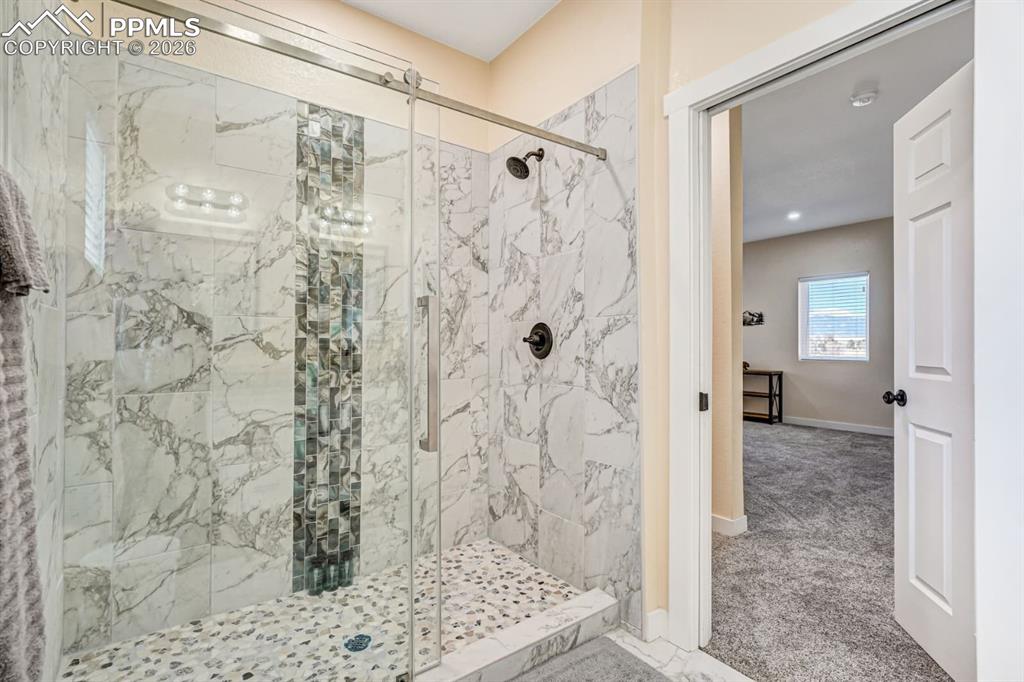 10108 Rolling Ridge Road Colorado Springs, CO 80925 - Photo 17 of 32 a bathroom with a shower