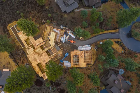 an aerial view of a house