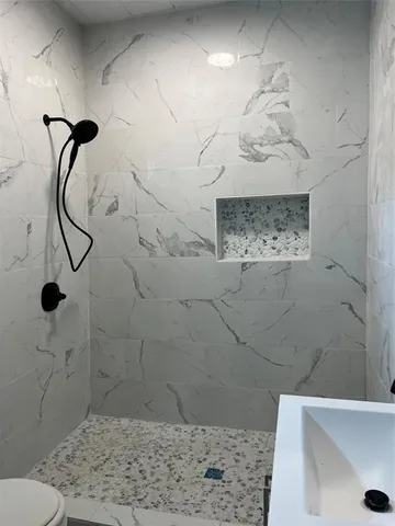 a bathroom with a shower