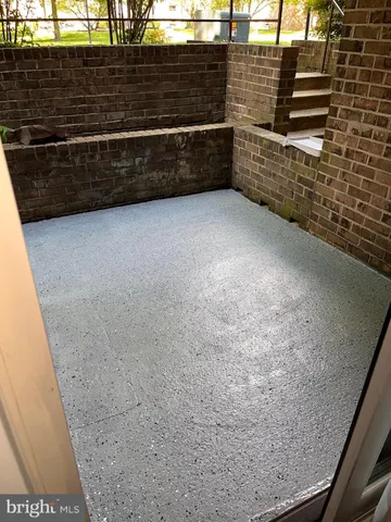 a view of terrace with wooden floor