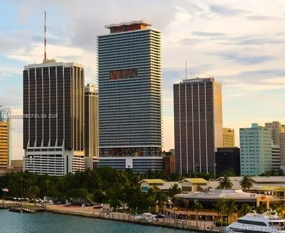 a view of a city with tall buildings