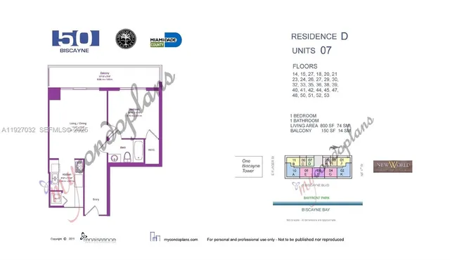 $435,000 | 50 Biscayne Boulevard, Unit 3807, Miami, FL 33132