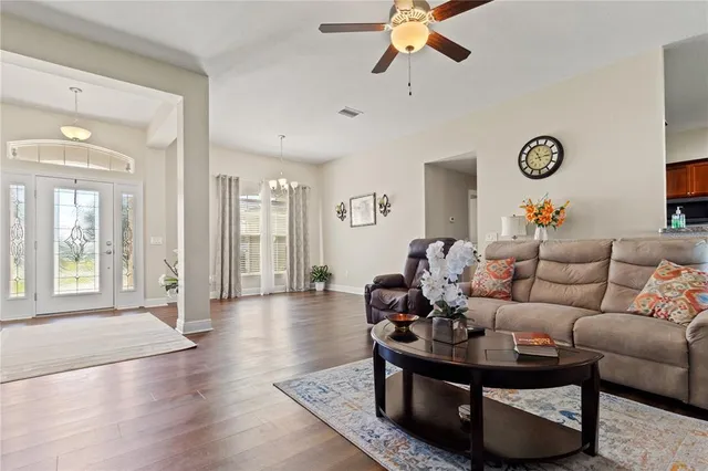 a living room with furniture