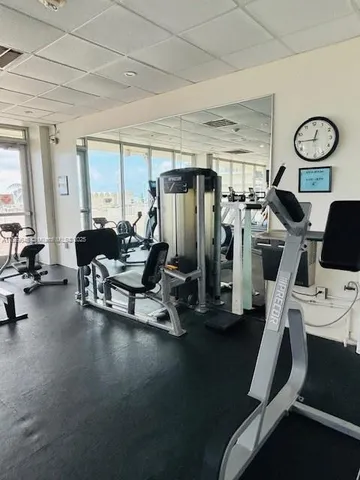 a view of a room with gym equipment