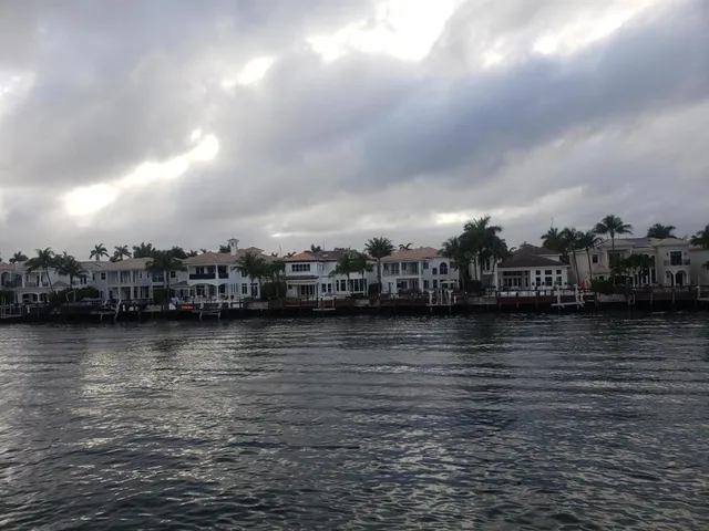 a view of a lake next to a building