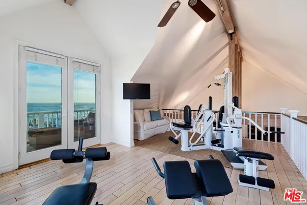 a view of balcony with furniture