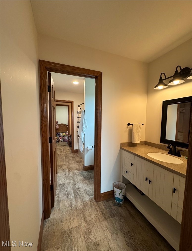 49402 Patton Road Jerusalem, OH 43747 - Photo 20 of 28 Bathroom with vanity and dark wood-type flooring